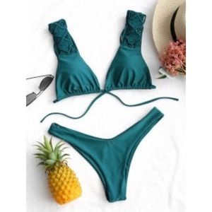 Zaful BRAND NEW Green Macrame Bikini Set Sz M
